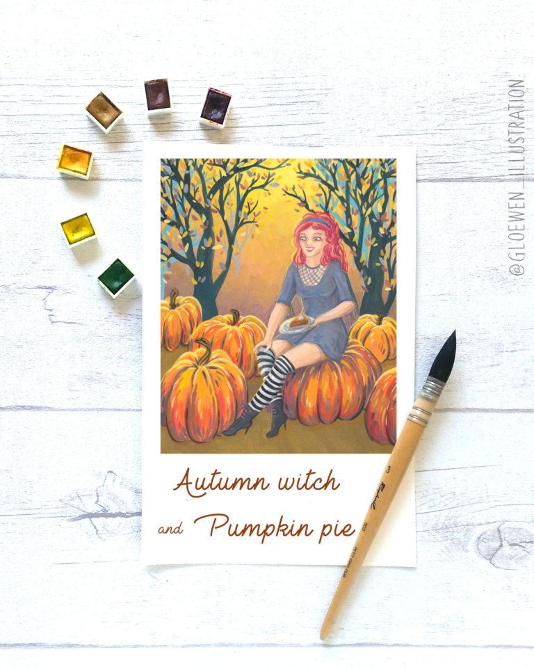 Inktober autumn witch haut